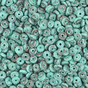Ceramic Beads-6mm Round Disc-Green Patina