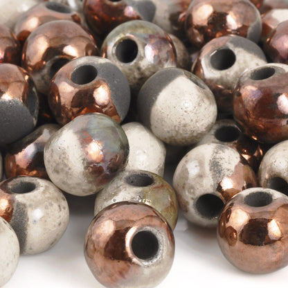 Ceramic Beads-6mm Round-Raku Copper