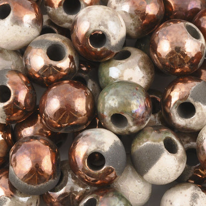 Ceramic Beads-6mm Round-Raku Copper