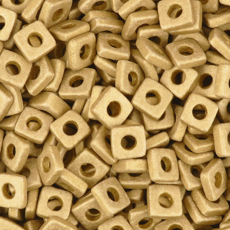 Ceramic Beads-6mm Square Disc-Earthy Metallic Gold
