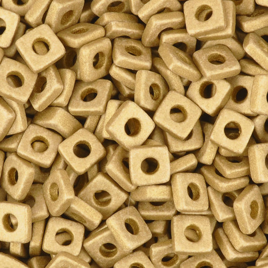 Ceramic Beads-6mm Square Disc-Earthy Metallic Gold