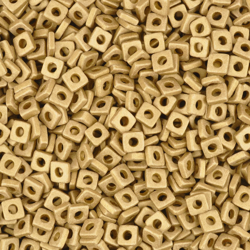 Ceramic Beads-6mm Square Disc-Earthy Metallic Gold