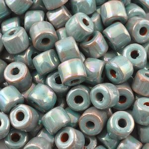 Ceramic Beads Wholesale-6x8mm Tube-Dusty Blue