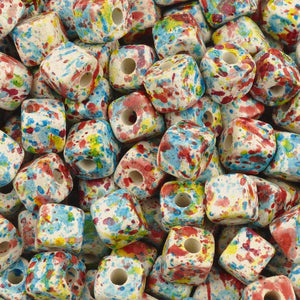 Ceramic Beads-7mm Cube-Candy Splash