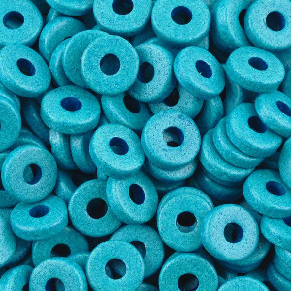 Ceramic Beads-8mm Round Disc-Azure-Quantity 50