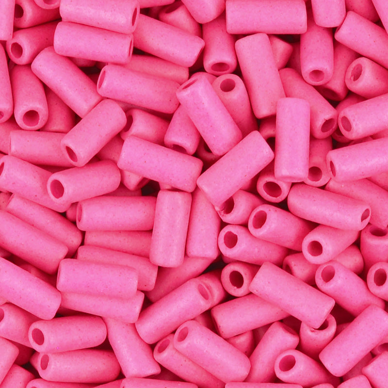 Ceramic Beads-8x4mm Tube-Fuchsia Rose