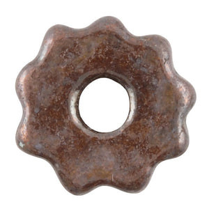Ceramic Beads-9mm Ridged Disc-Antique Copper