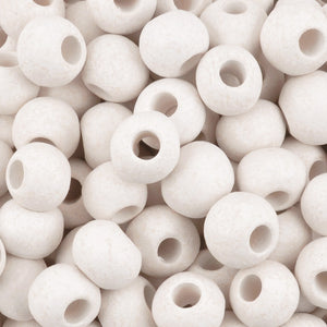 Ceramic Beads-9mm Round-White-Quantity 5