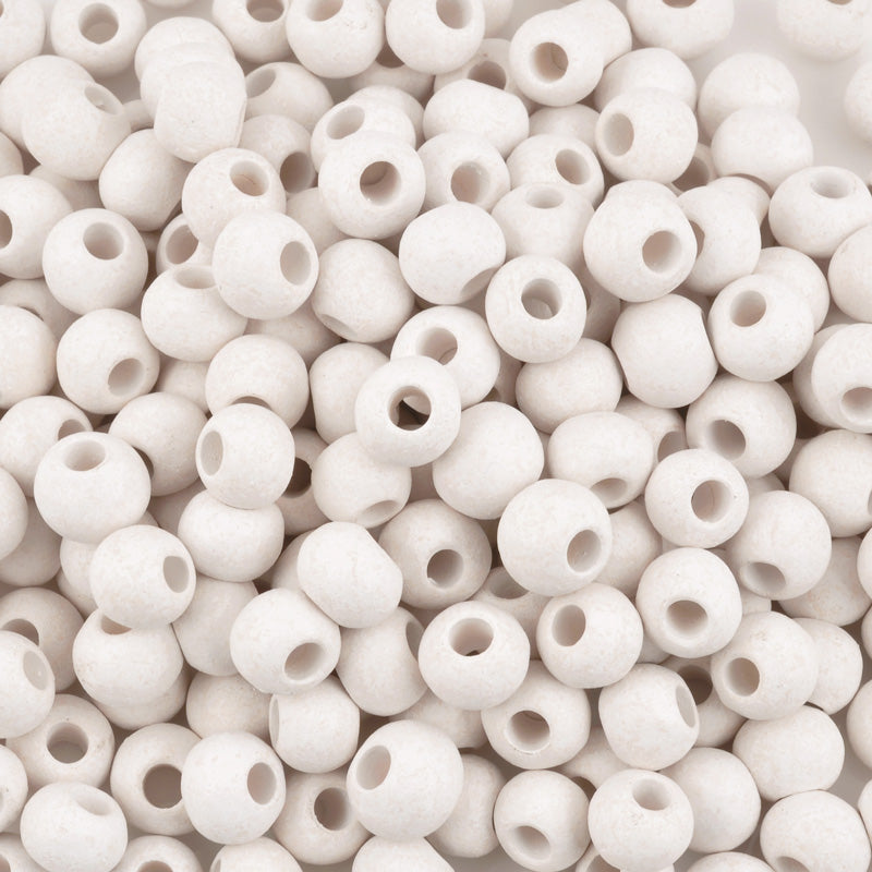 Ceramic Beads-9mm Round-White-Quantity 5