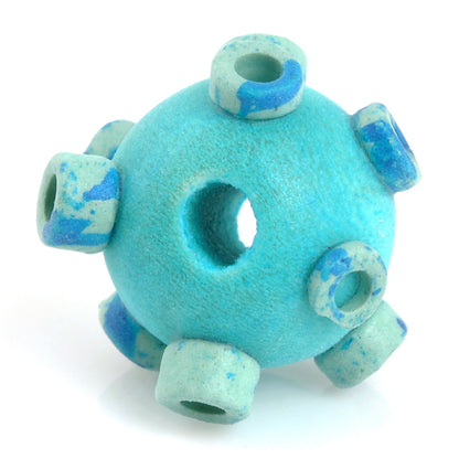 Ceramic Beads-Avante Garde Picasso-15mm Tiny Abstract Round-Turquoise-Quantity 1