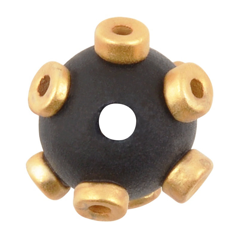 Ceramic Beads-Avante Garde Picasso-15mm Large Hole Abstract Round-Black Gold-Quantity 1