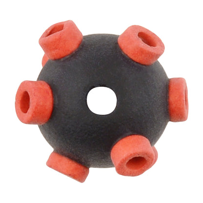 Ceramic Beads-Avante Garde Picasso-15mm Large Hole Abstract Round-Rustic Black Coral-Quantity 1