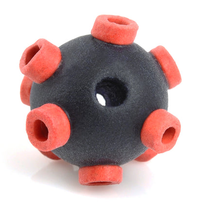 Ceramic Beads-Avante Garde Picasso-15mm Large Hole Abstract Round-Rustic Black Coral-Quantity 1