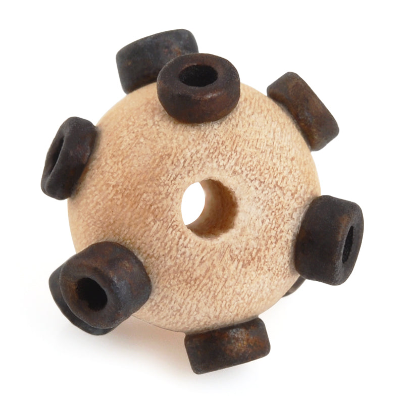 Ceramic Beads-Avante Garde Picasso-15mm Tiny Abstract Round-Natural Antique Bronze-Quantity 1