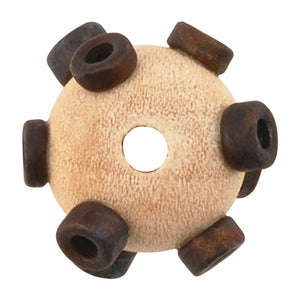 Ceramic Beads-Avante Garde Picasso-15mm Tiny Abstract Round-Natural Antique Bronze-Quantity 1