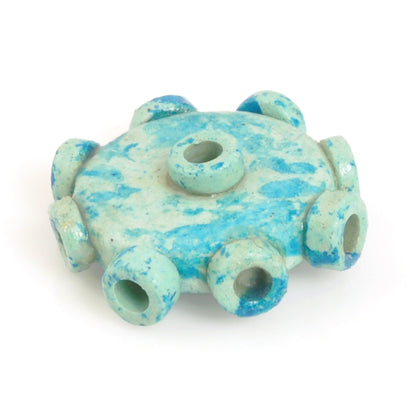 Ceramic Beads-Avante Garde Picasso-18mm Abstract Round Disc-Seafoam Splash-Quantity 1