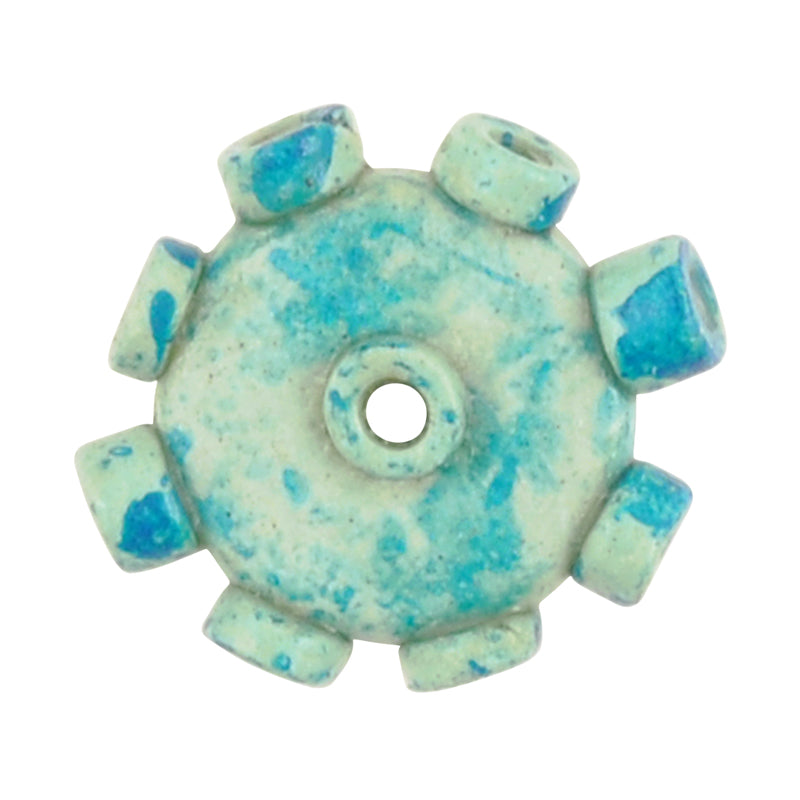 Ceramic Beads-Avante Garde Picasso-18mm Abstract Round Disc-Seafoam Splash-Quantity 1