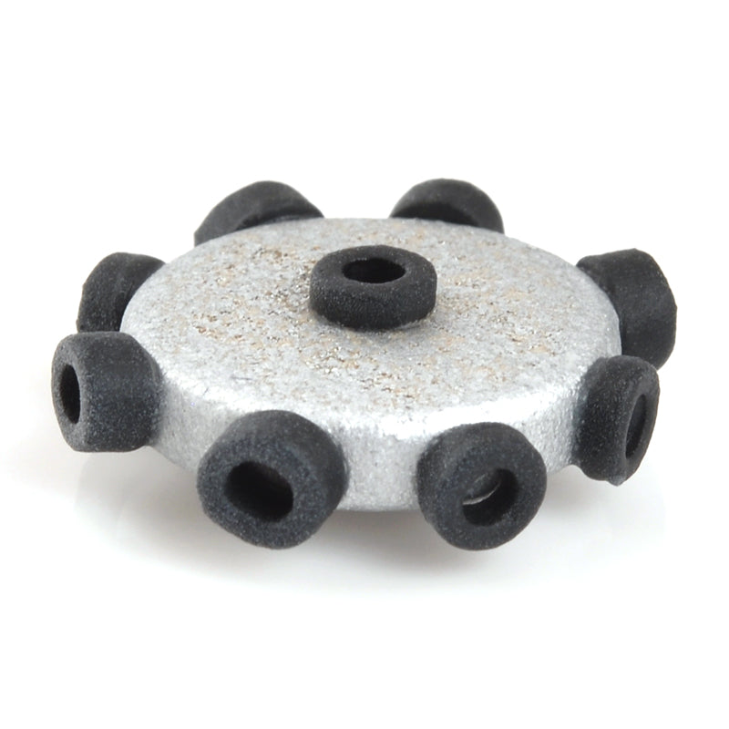 Ceramic Beads-Avante Garde Picasso-18mm Abstract Round Disc-Silver Black-Quantity 1