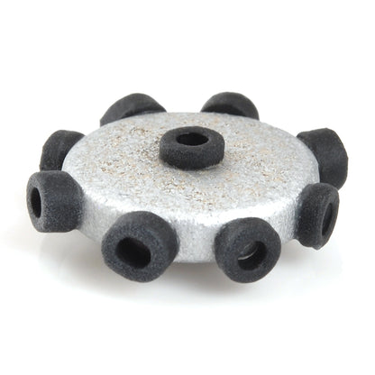 Ceramic Beads-Avante Garde Picasso-18mm Abstract Round Disc-Silver Black-Quantity 1