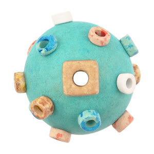 Ceramic Beads-Avante Garde Picasso-25mm Abstract Round-Turquoise + Colours-Quantity 1