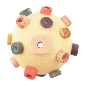 Ceramic Beads-Avante Garde Picasso-25mm Abstract Round-Yellow + Colours-Quantity 1