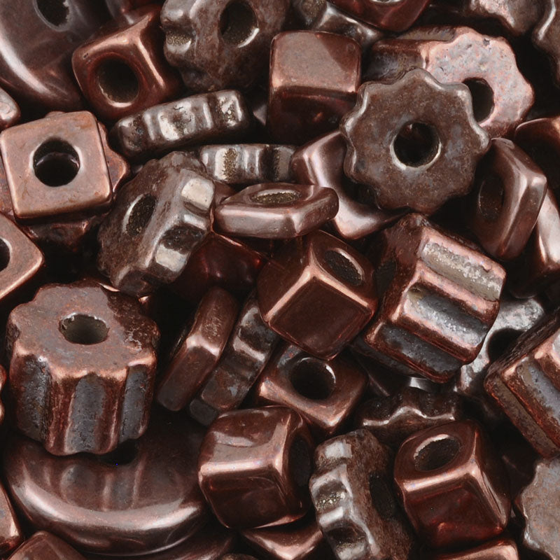 Ceramic Beads-Mix-Antique Copper-15 Grams