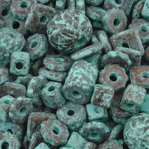 Ceramic Bead Mix-Green Patina-15 Grams