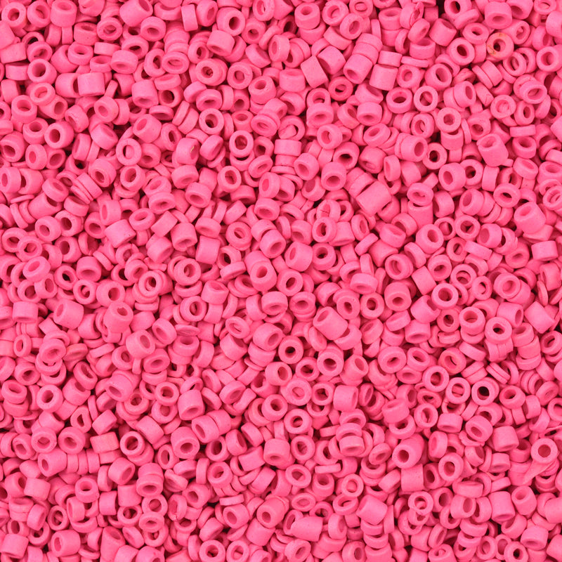 Ceramic Beads Wholesale-3mm Tube-Fuchsia Rose-50 Grams