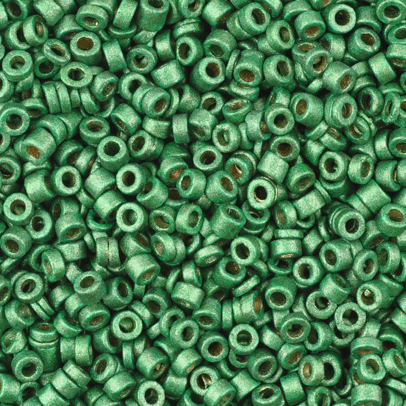 Ceramic Beads Wholesale-3mm Tube-Matte Metallic Green-50 Grams