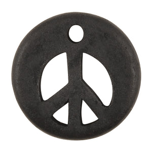 Ceramic Pendants-20mm Peace-Black-Quantity 1