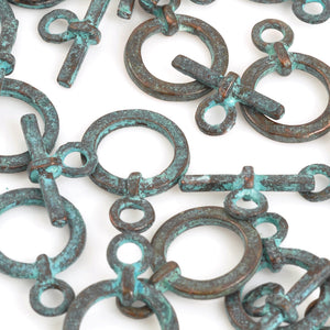 Clasp-Casting-Toggle-13x19mm Ring and 8x11mm Bar-Green Patina-Quantity 1