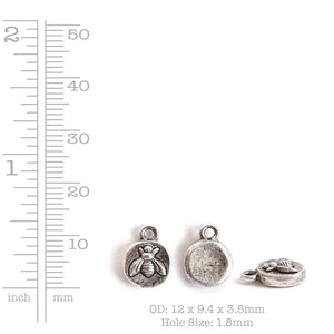 Nunn Design-Pewter-12mm Organic Itsy Bee Charm-Antique Silver