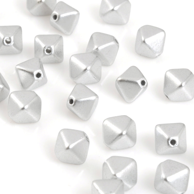 Czech Glass Beads-6mm Bicone-Aluminum Silver-Czech-Quantity 20 Loose