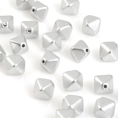 Czech Glass Beads-6mm Bicone-Aluminum Silver-Czech-Quantity 20 Loose