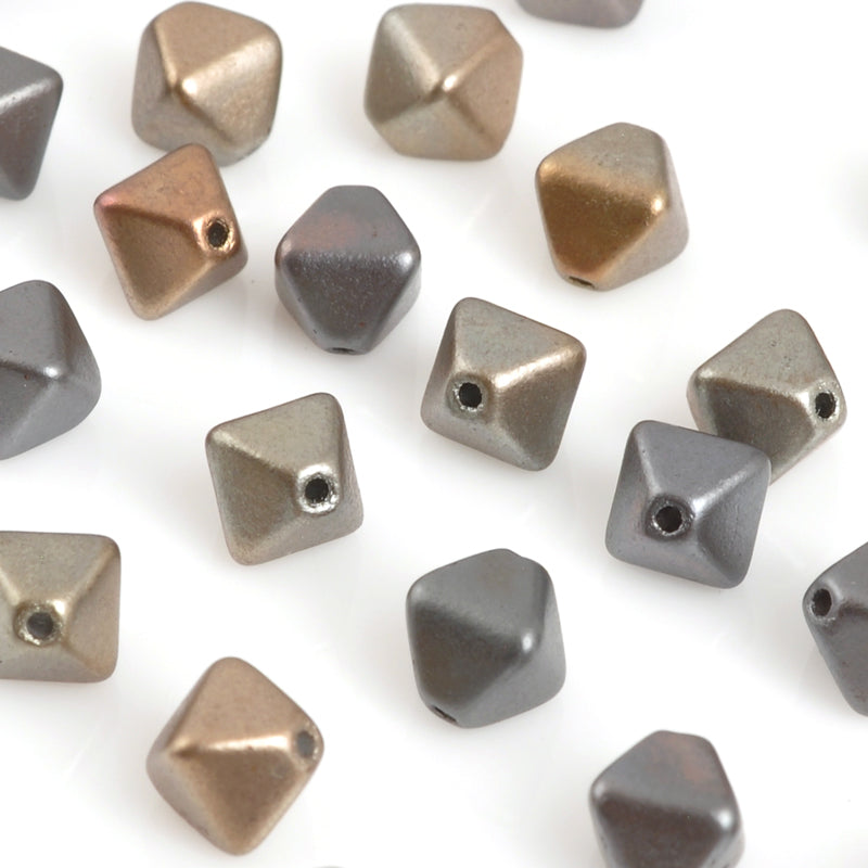 Czech Glass Beads-6mm Bicone-Zinc Iris-Czech-Quantity 20 Loose