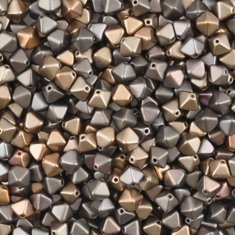 Czech Glass Beads-6mm Bicone-Zinc Iris-Czech-Quantity 20 Loose