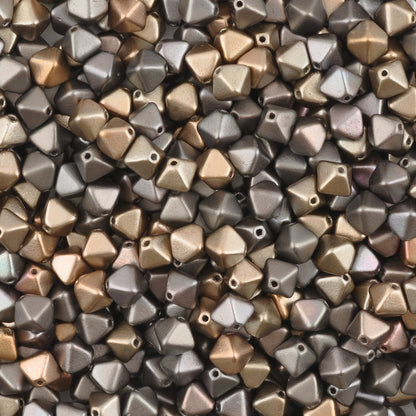 Czech Glass Beads-6mm Bicone-Zinc Iris-Czech-Quantity 20 Loose