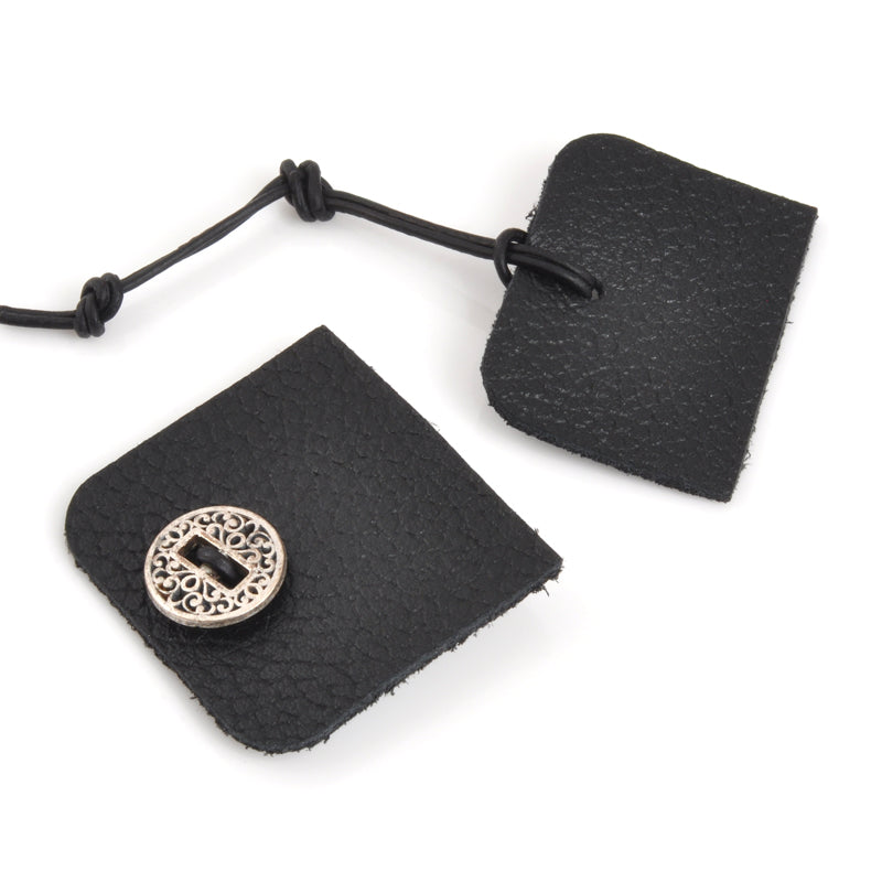 Designs-Leather Kit-Bracelet-Black/Antique Silver Button