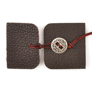 Designs-Leather Kit-Bracelet-Brown/Antique Silver Button Tamara Scott Designs