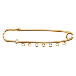 Findings-15x50mm Safety Pin Connector-Seven Hole-Gold