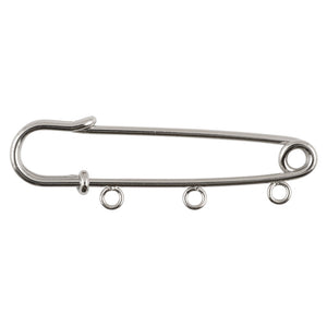 Findings-15x50mm Safety Pin Connector-Three Hole-Nickel-Quantity 5