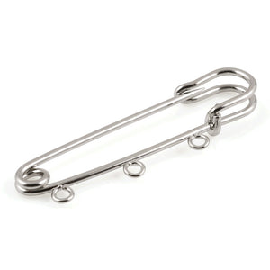 Findings-15x50mm Safety Pin Connector-Three Hole-Nickel