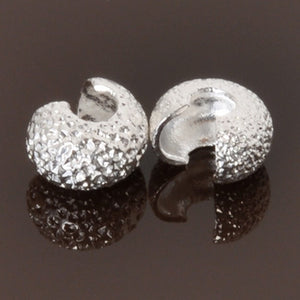Findings-4mm Stardust Crimp Cover-Silver-Quantity 144
