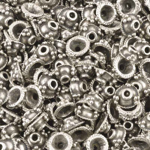 Findings-9mm Granular Bead Cap-Antique Silver