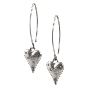 Finished Jewelry-Heart Charm With Crystals-Open Oval Mini Ear Wire Hook Earrings-Antique Silver-One Pair Tamara Scott Designs