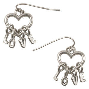 Finished Jewelry-Heart Love-Ear Wire Ball Earrings-Antique Silver-One Pair Tamara Scott Designs