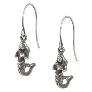 Finished Jewelry-Mermaid-Ear Wire Ball Earrings-Antique Silver-One Pair Tamara Scott Designs
