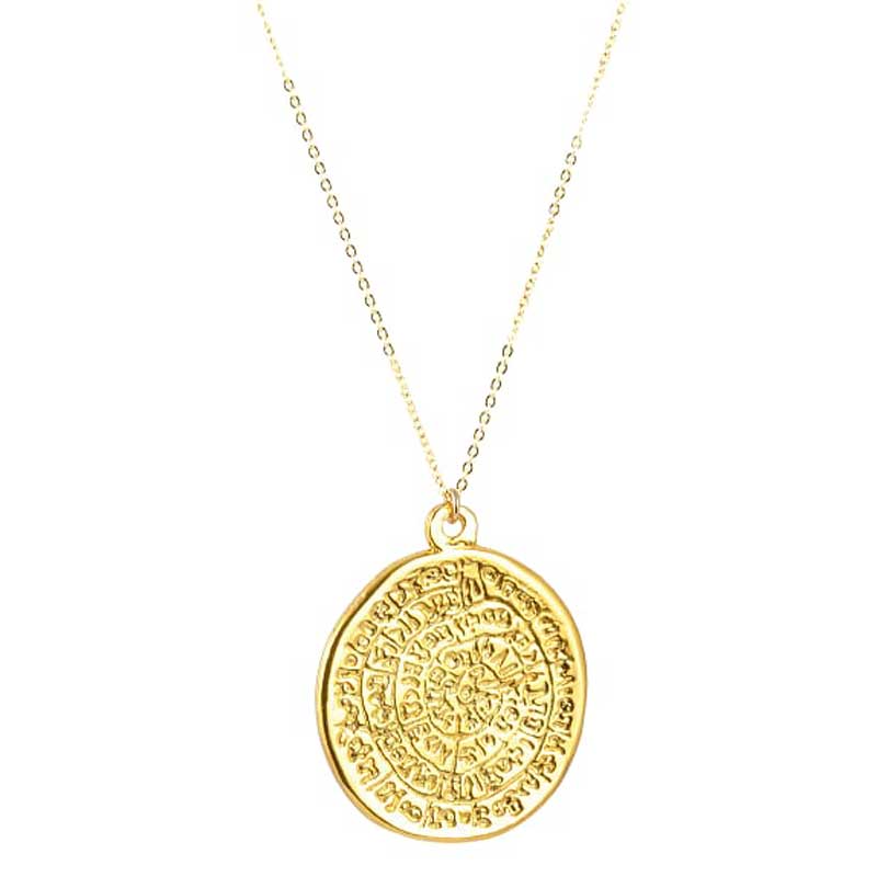 Finished Jewelry-Phaistos Disc Gold Pendant Necklace-18 Inches