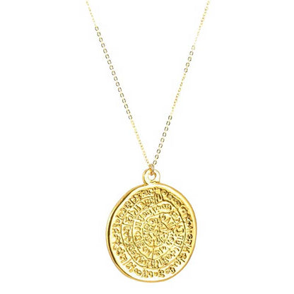 Finished Jewelry-Phaistos Disc Gold Pendant Necklace-18 Inches