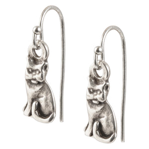 Finished Jewelry-Tiny Cat-Ear Wire Ball Earrings-Antique Silver-One Pair Tamara Scott Designs